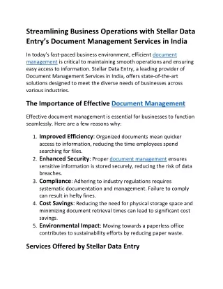 Streamlining Business Operations with Stellar Data Entry’s Document Management.