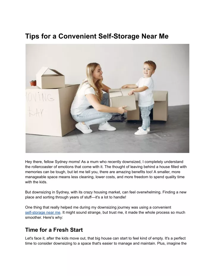 tips for a convenient self storage near me