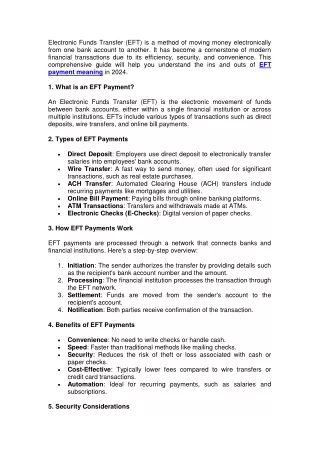 EFT Payment Meaning- A Comprehensive Guide for 2024