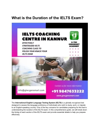 What is the Duration of the IELTS Exam