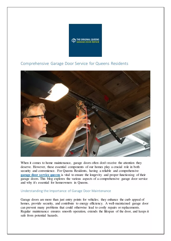 comprehensive garage door service for queens