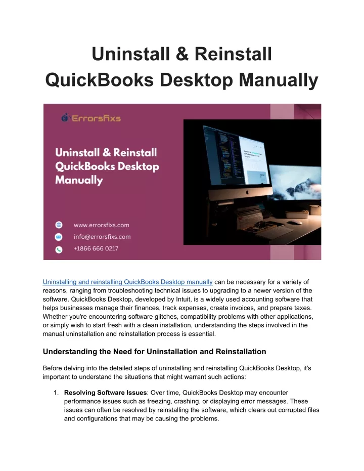 PPT Uninstall & Reinstall QuickBooks Desktop Manually PowerPoint