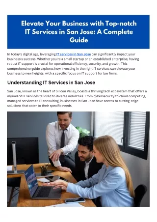 Elevate Your Business with Top-notch IT Services in San Jose: A Complete Guide