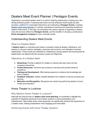Dealers Meet Event Planner _ Pentagon Events