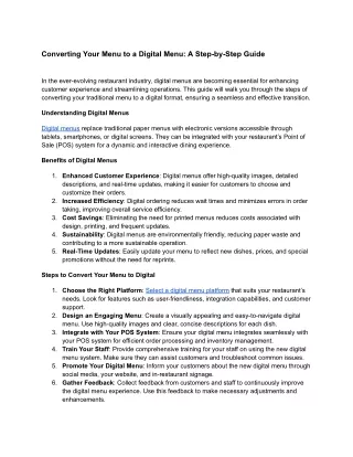 Converting Your Menu to a Digital Menu A Step-by-Step Guide