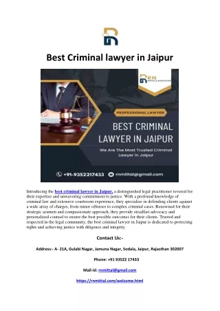 Best Criminal lawyer in Jaipur