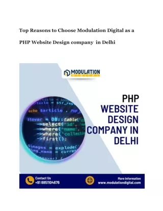 Top Reasons to Choose Modulation Digital as a  PHP Website Design company  in De