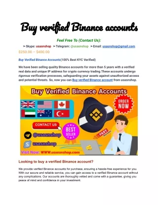Purchasing to Buy verified Binance accounts