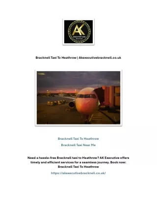 Bracknell Taxi To Heathrow | Akexecutivebracknell.co.uk