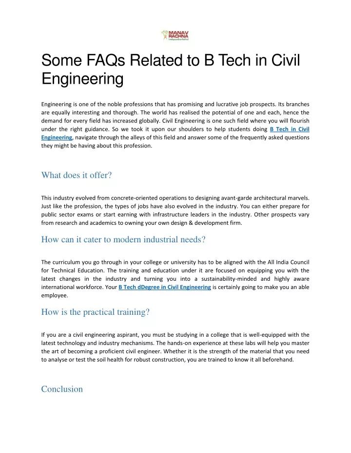 some faqs related to b tech in civil engineering