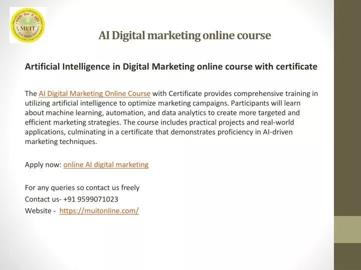 ai digital marketing online course