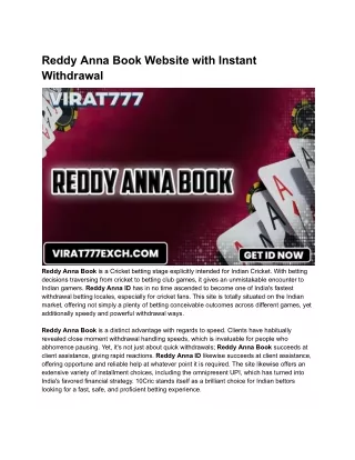 Reddy Anna Book Website with Instant Withdrawal