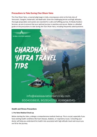 Precautions to Take During Char Dham Yatra