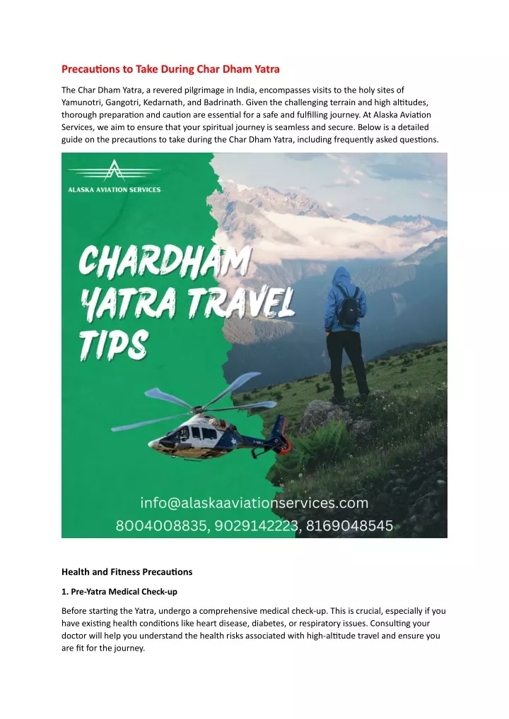 precautions to take during char dham yatra