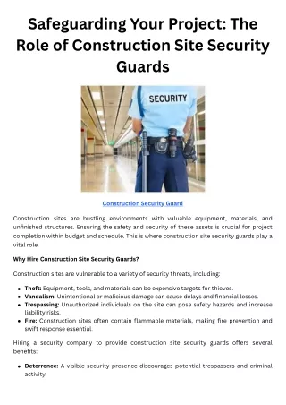 Safeguarding Your Project The Role of Construction Site Security Guards