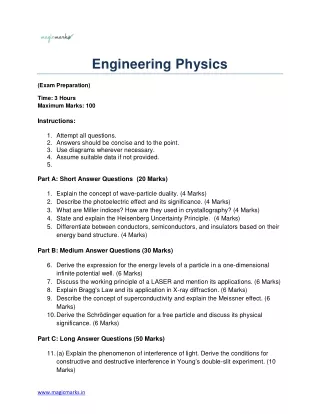 Most Important Questions for Engineering Physics Exams