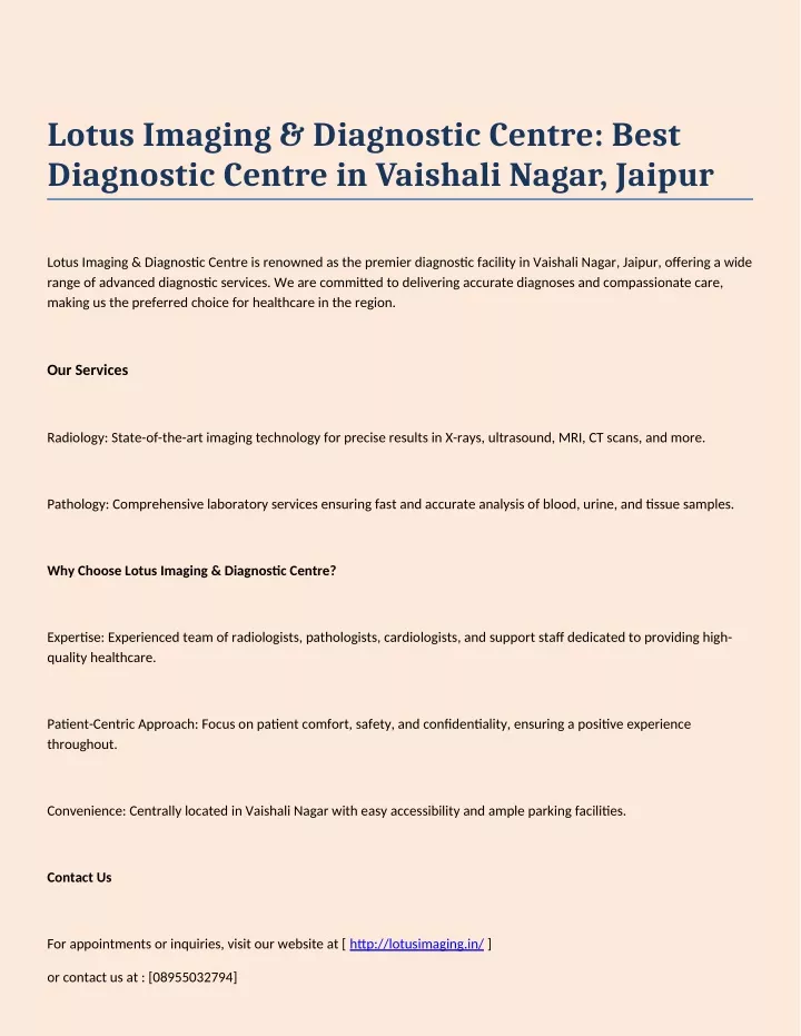 lotus imaging diagnostic centre best diagnostic