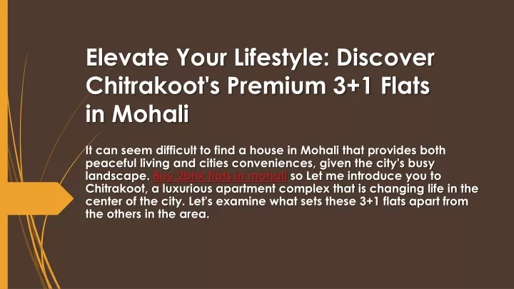 elevate your lifestyle discover chitrakoot s premium 3 1 flats in mohali