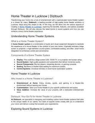 Home Theater in Lucknow _ Dizitouch