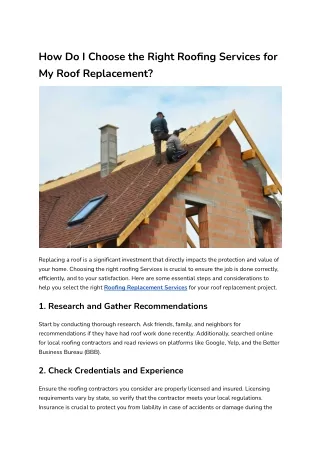 How Do I Choose the Right Roofing Contractor for My Roof Replacement