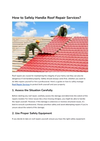 How to Safely Handle Roof Repair Services