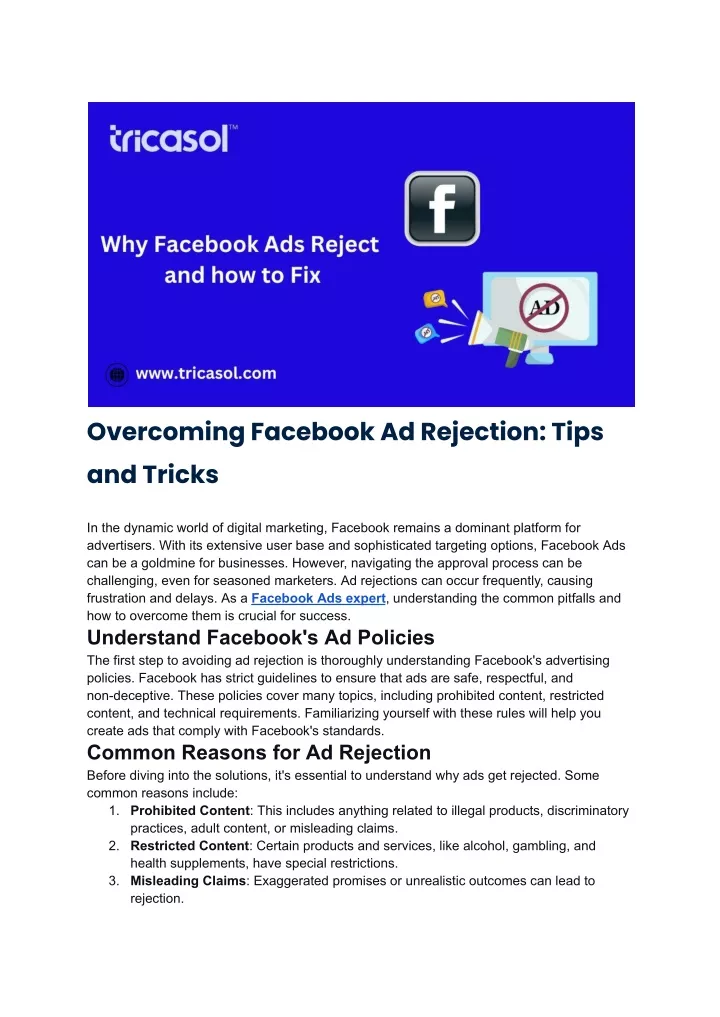 overcoming facebook ad rejection tips and tricks