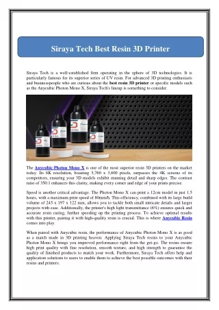 Siraya Tech Best Resin 3D Printer