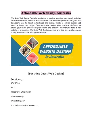 Affordable web design Australia