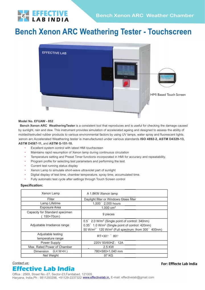 bench xenon arc weather chamber