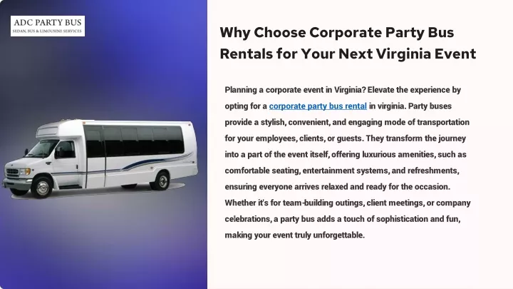 why choose corporate party bus rentals for your