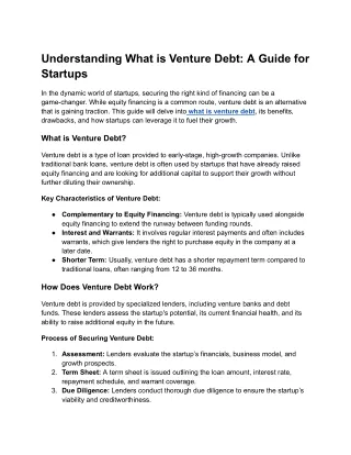 understanding what is venture debt a guide