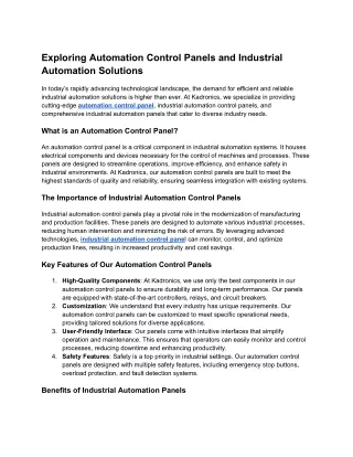exploring automation control panels