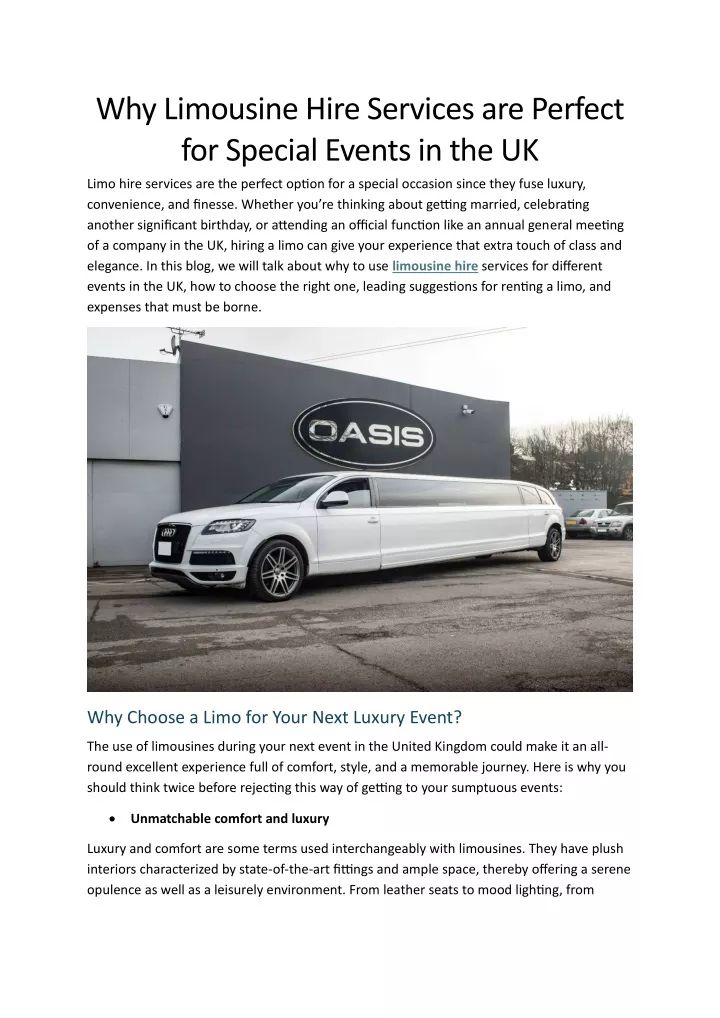 why limousine hire services are perfect