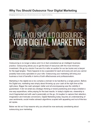 Why You Should Outsource Your Digital Marketing
