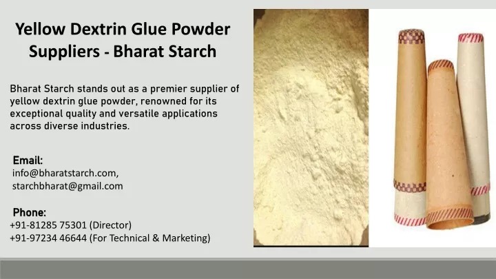 yellow dextrin glue powder suppliers bharat starch