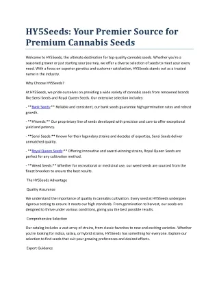 hy5seeds your premier source for premium cannabis
