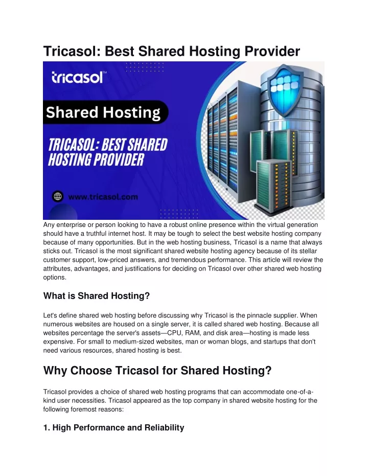 tricasol best shared hosting provider