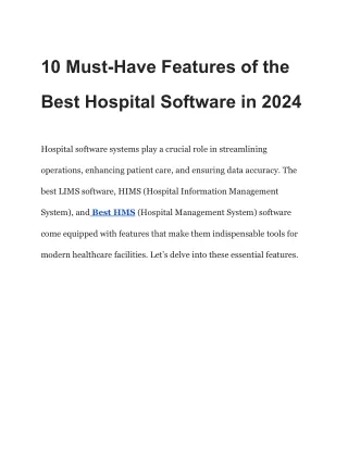 10 Must-Have Features of the Best Hospital Software in 2024