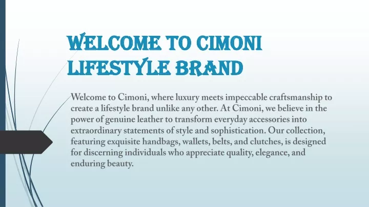 welcome to cimoni lifestyle brand