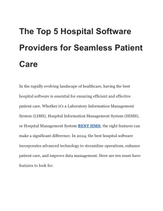 The Top 5 Hospital Software Providers for Seamless Patient Care