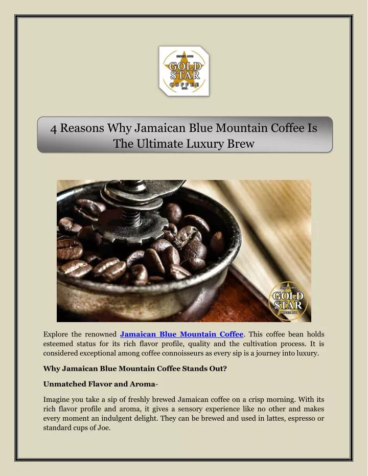 4 reasons why jamaican blue mountain coffee