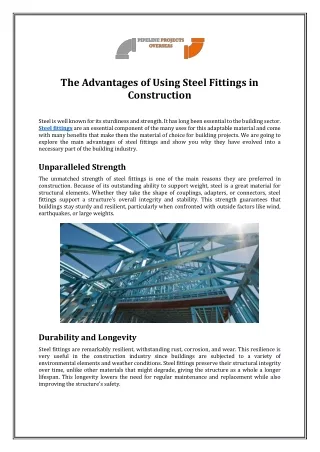 The Advantages of Using Steel Fittings in Construction