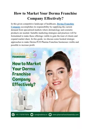 How to Market Your Derma Franchise Company Effectively?