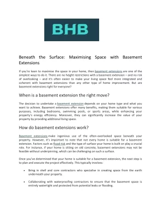 beneath the surface maximising space with