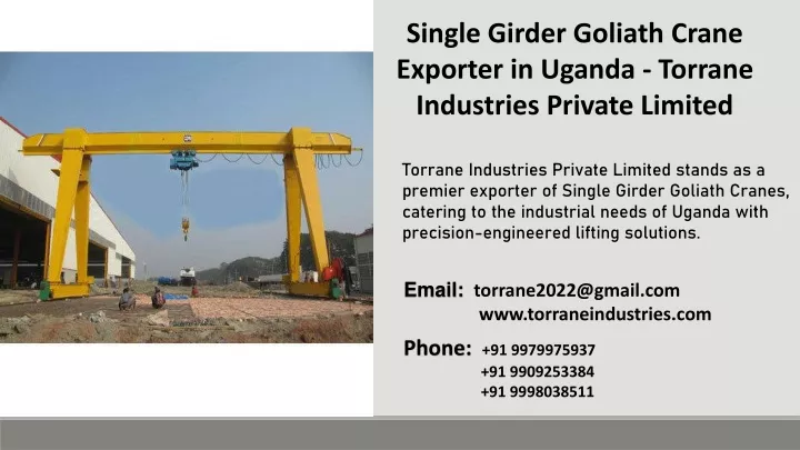 single girder goliath crane exporter in uganda