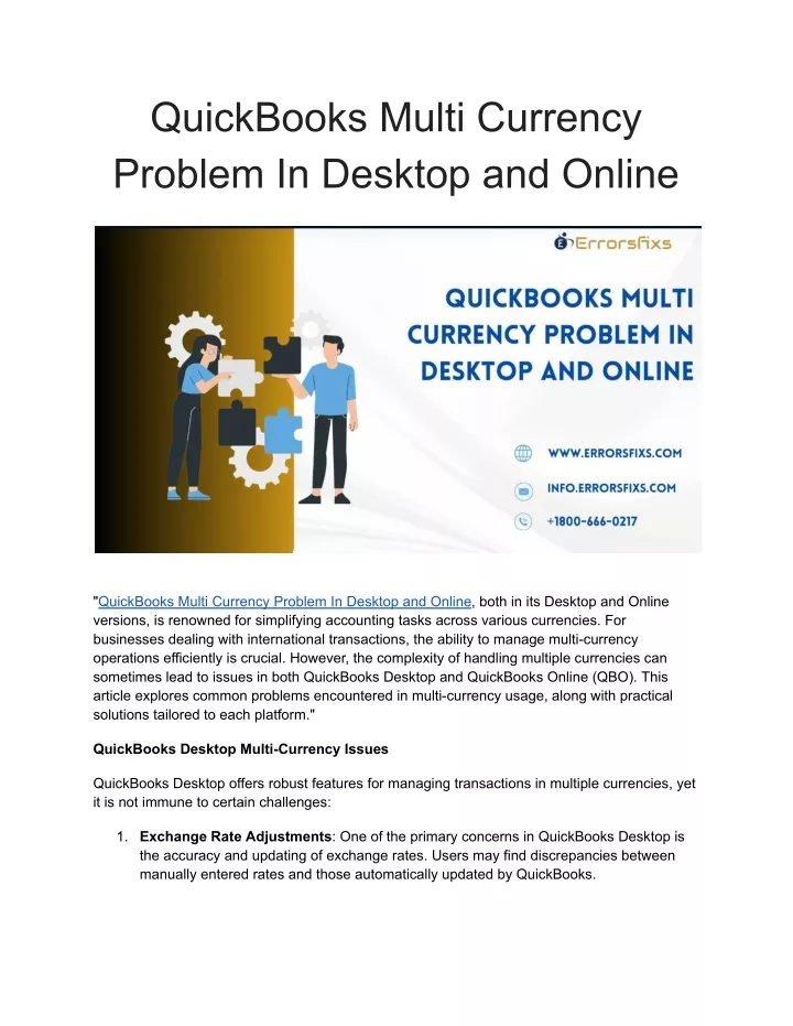 Ppt - Quickbooks Multi Currency Problem In Desktop And Online 