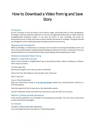 How to Download a Video From Ig and Save Story