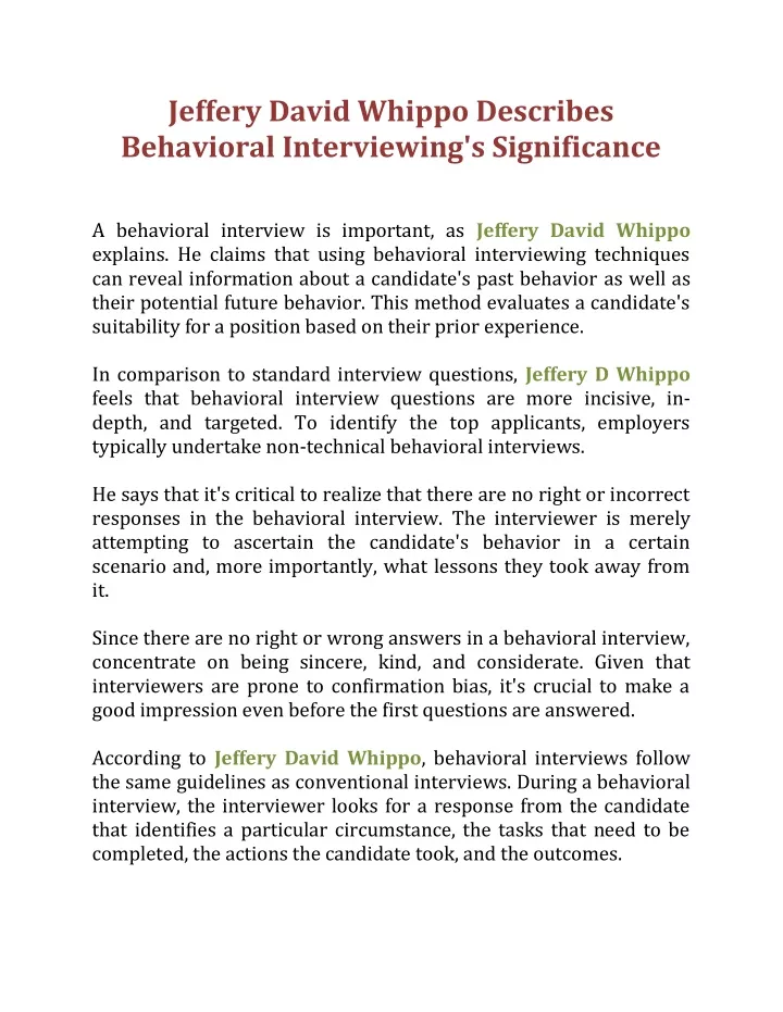 jeffery david whippo describes behavioral