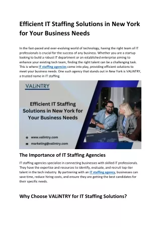 Efficient IT Staffing Solutions in New York for Your Business Needs