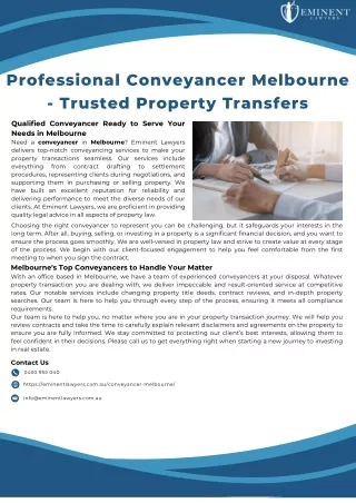 Professional Conveyancer Melbourne - Trusted Property Transfers